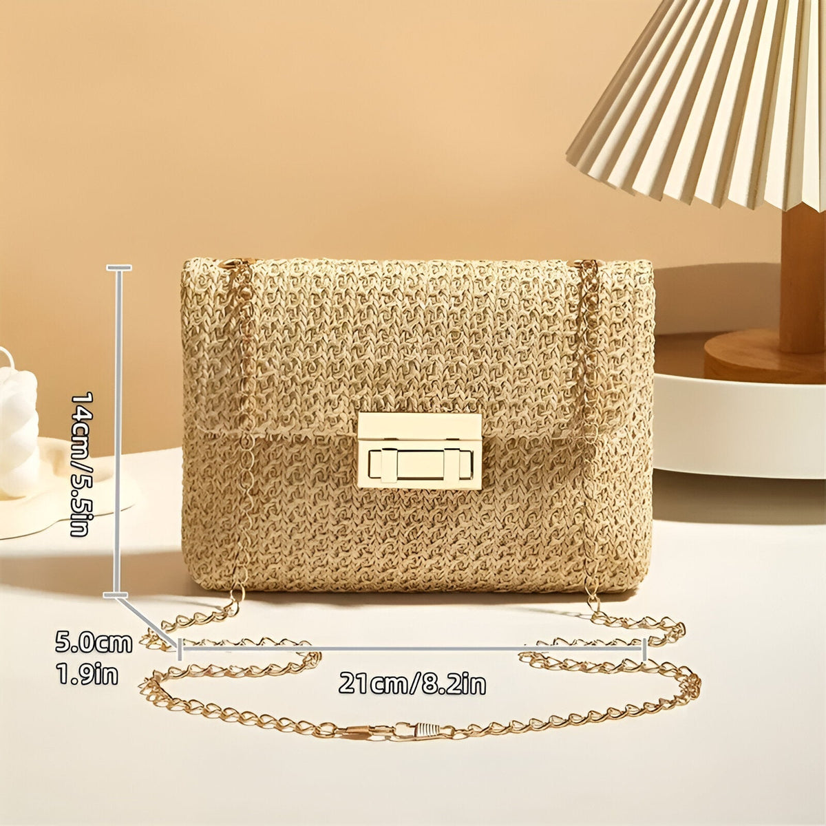 Woven Strawlock Crossbody Bag