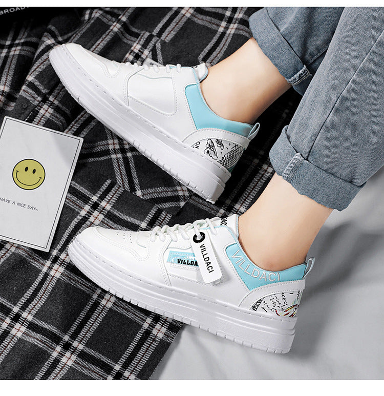 White and blue casual sneakers product view