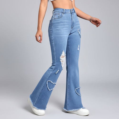 High Waisted Straight Leg Denim Jeans