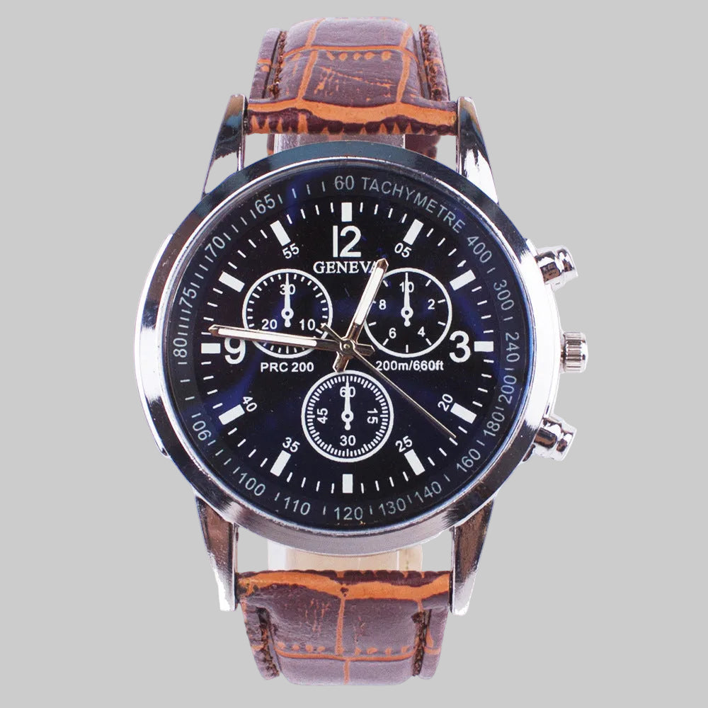 Blue light glass men's watch