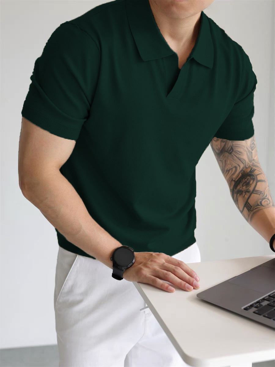 Casual men's lapel T-shirt with comfortable relaxed design
