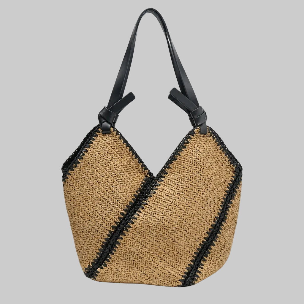 Casual striped woven tote for women