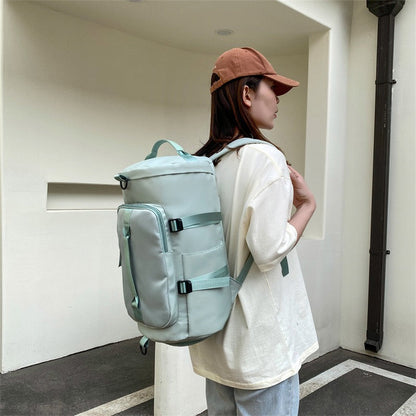 Convertible gym bag with backpack and duffel carry options