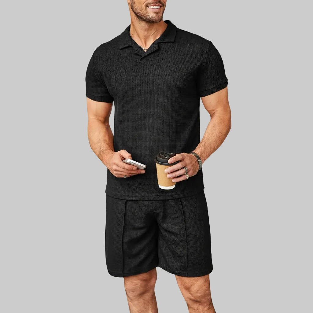 Men's 2-piece V-neck polo shirt set