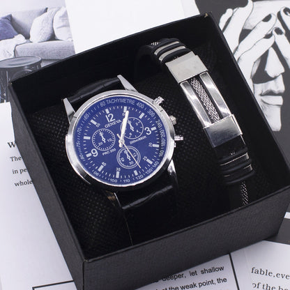 Men's blue glass watch