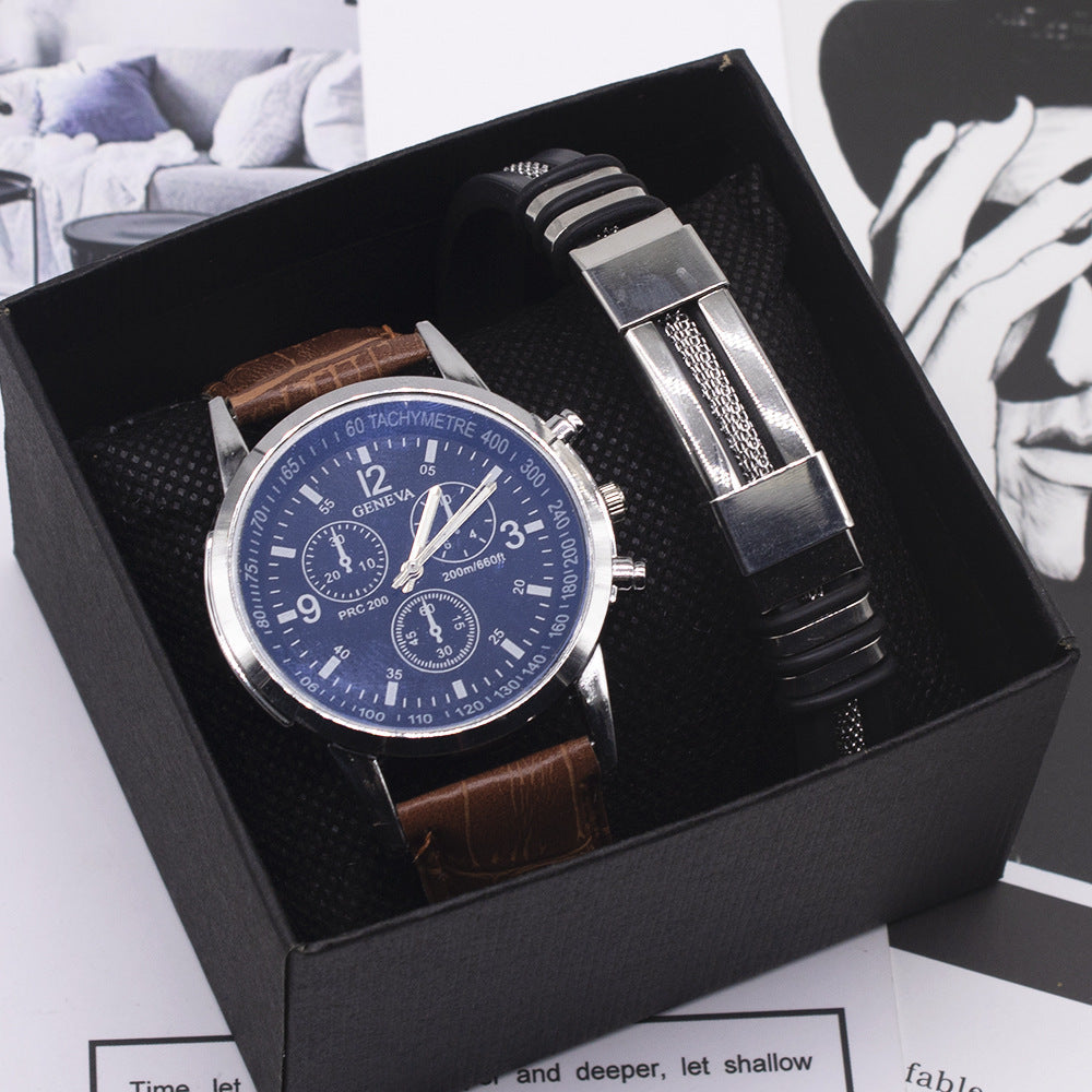 Men's blue light glass wrist watch