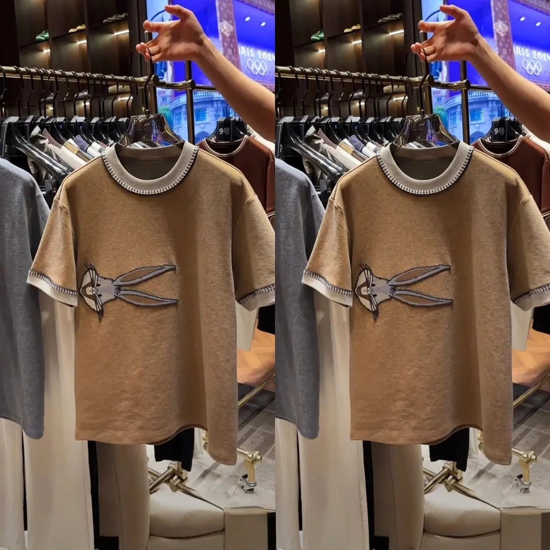 Men’s casual round-neck T-shirt with cartoon design