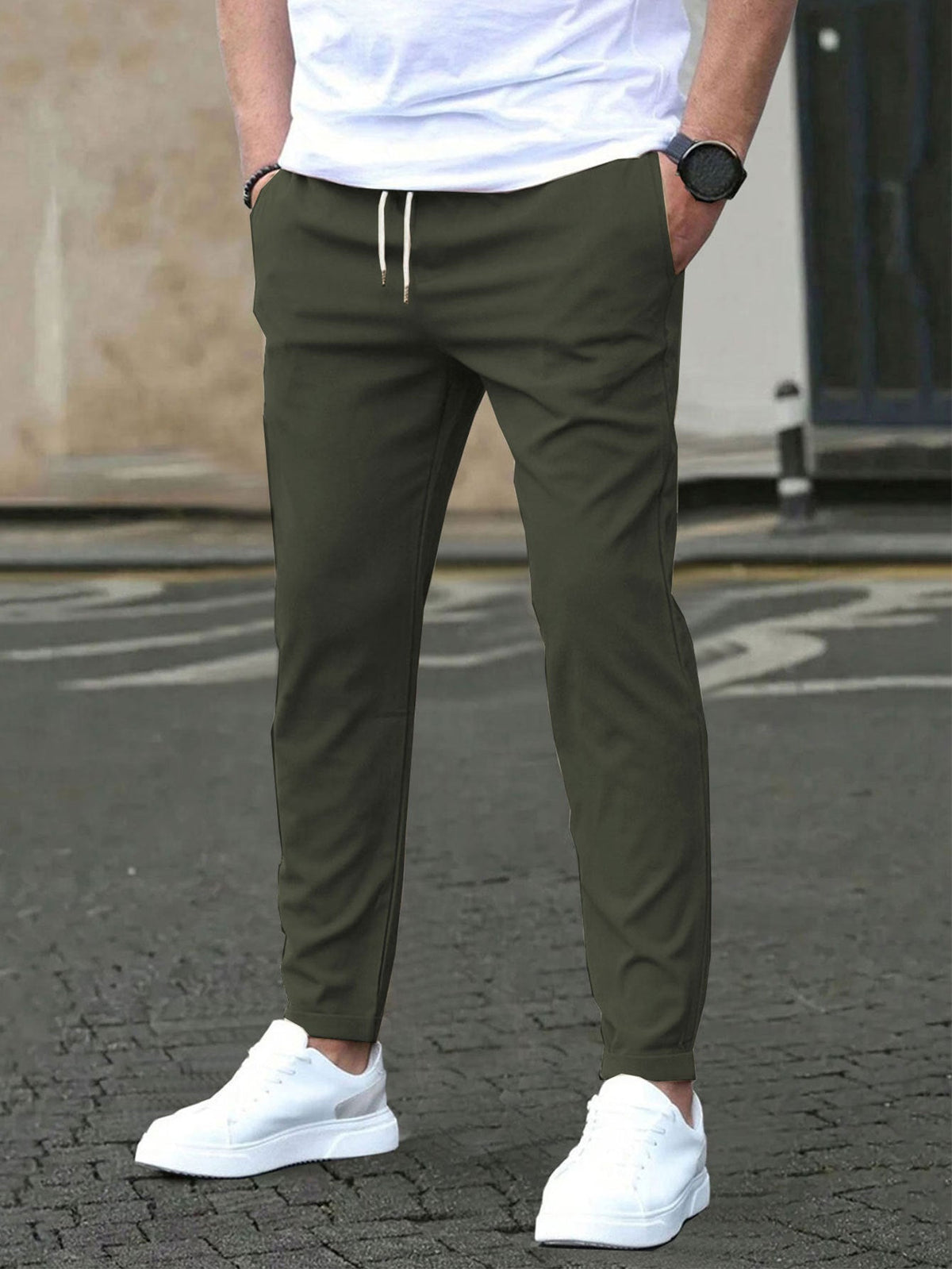 Men's casual slim fit trousers