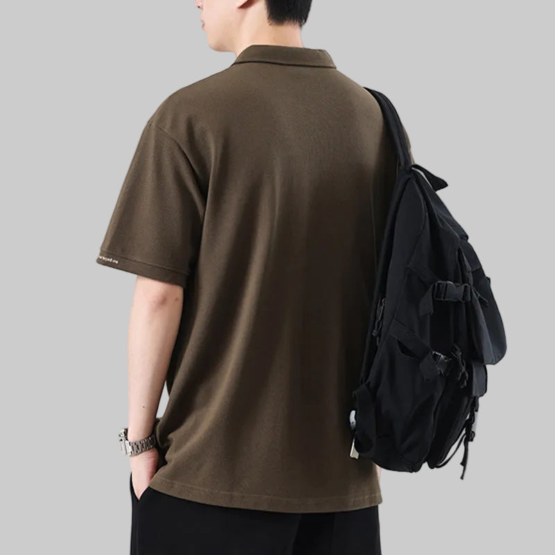 Men's embroidered casual polo T-shirt