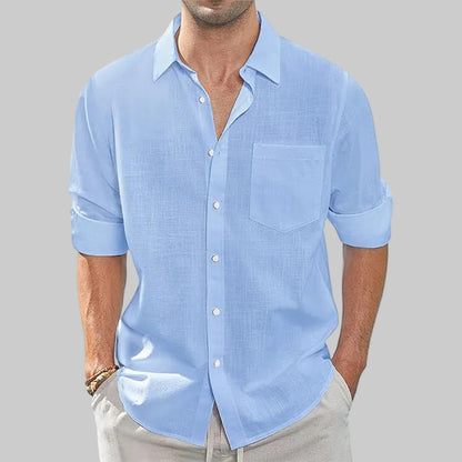Men's lapel collar shirt front view