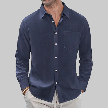 Men's long sleeve pocket lapel shirt