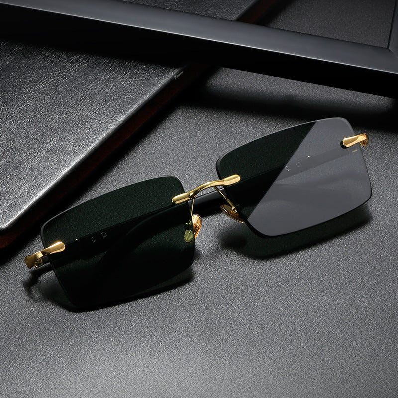 Men's rimless crystal sunglasses