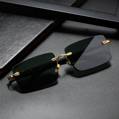 Men's rimless crystal sunglasses
