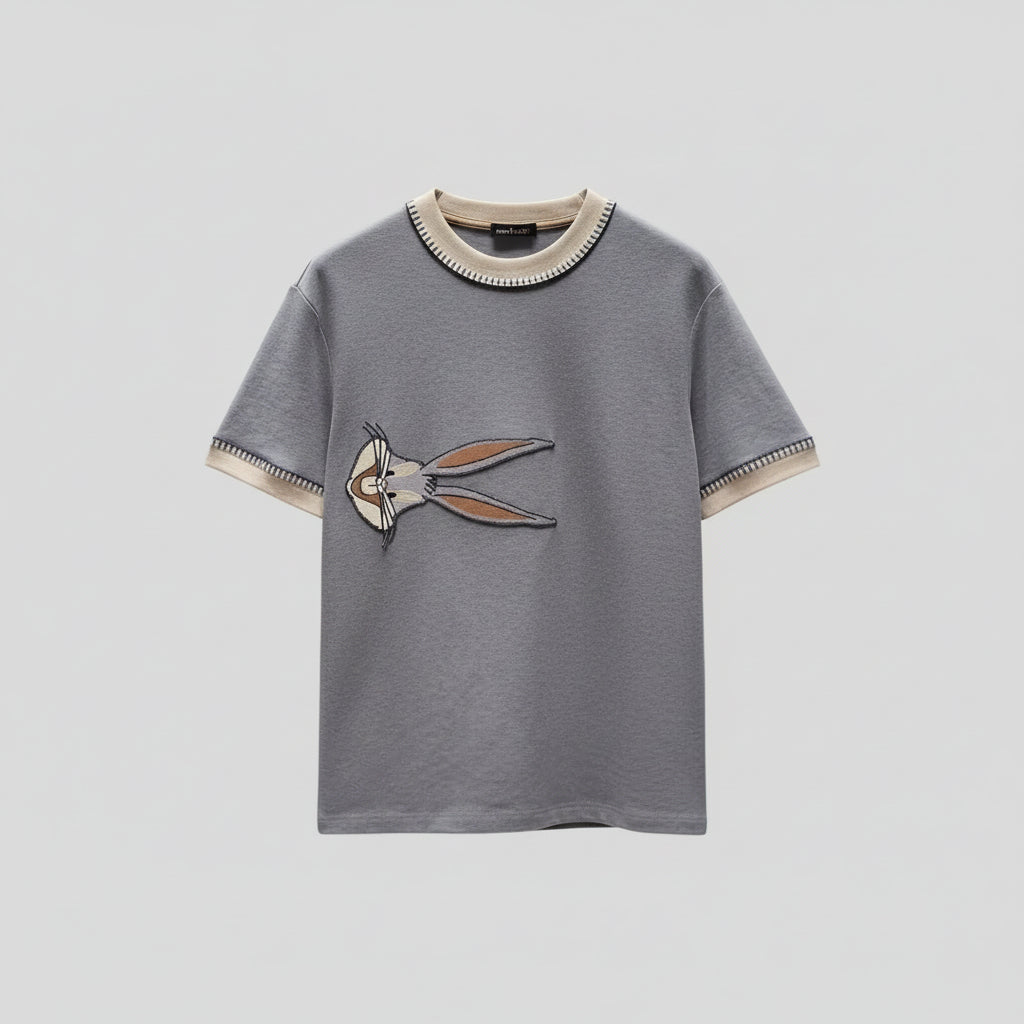 Men’s round-neck short-sleeve cartoon print T-shirt