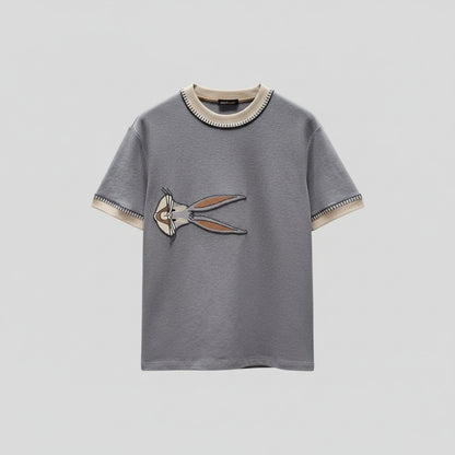 Men’s round-neck short-sleeve cartoon print T-shirt