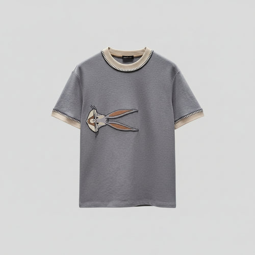 Men’s round-neck short-sleeve cartoon print T-shirt