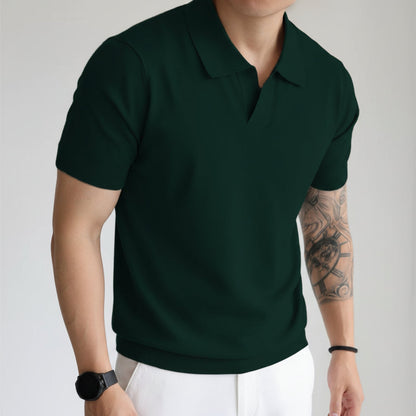 Men's summer loose fit lapel T-shirt with casual polo design