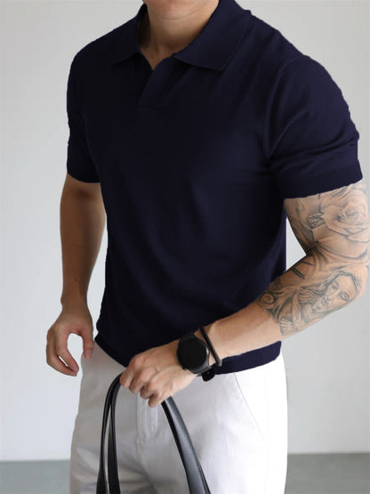 Men's summer polo tee with stylish lapel collar