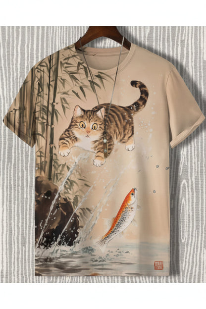 Men's travel cat graphic summer tee