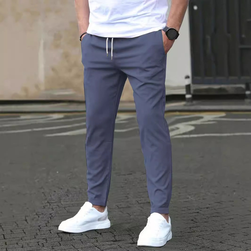 Slim fit solid color men's pants