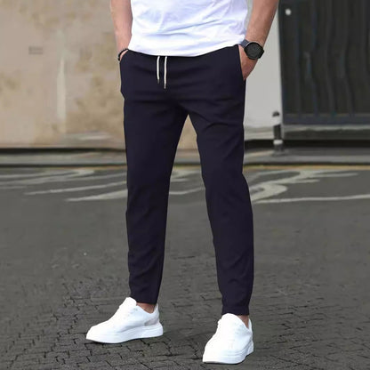 Solid color cropped trousers for men