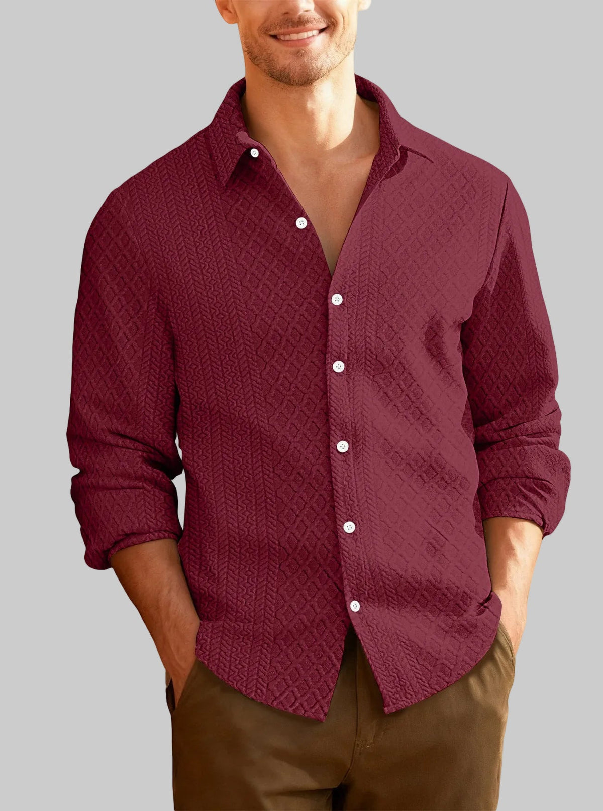 Stylish men's lapel collar shirt for everyday casual wear