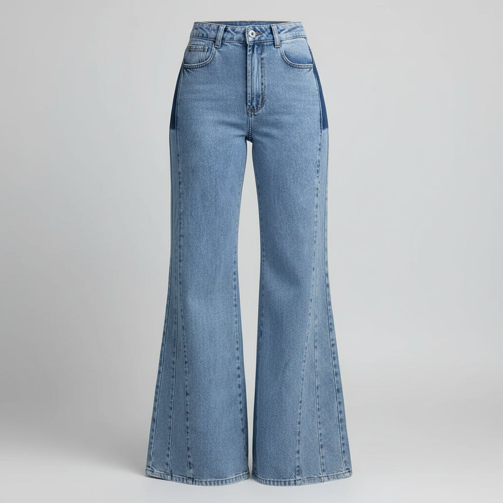 Trendy Light Blue High - Waisted Flared Jeans