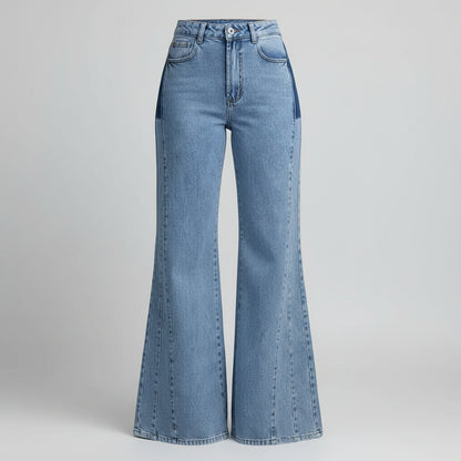 Trendy Light Blue High - Waisted Flared Jeans