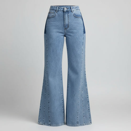Trendy Light Blue High - Waisted Flared Jeans