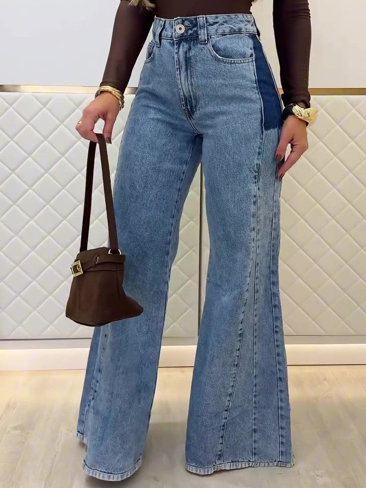 Trendy light blue flare jeans for modern casual outfits