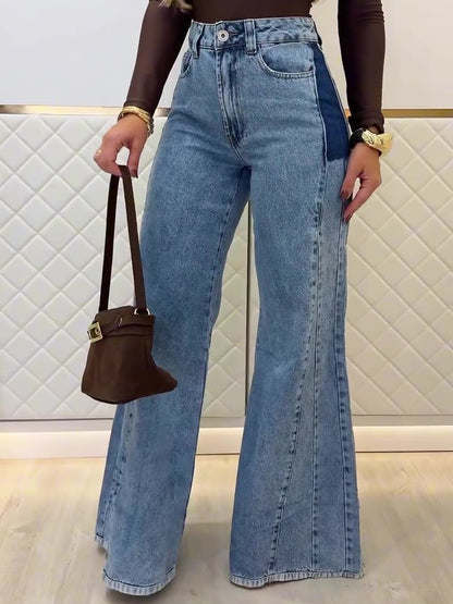 Trendy light blue flare jeans for modern casual outfits