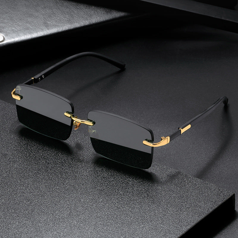 Unisex rimless crystal sunglasses