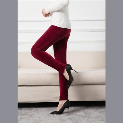 Velvet pencil pants for women