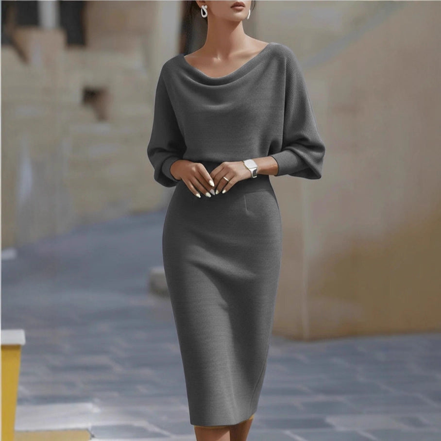 Women's batwing sleeve casual midi dress