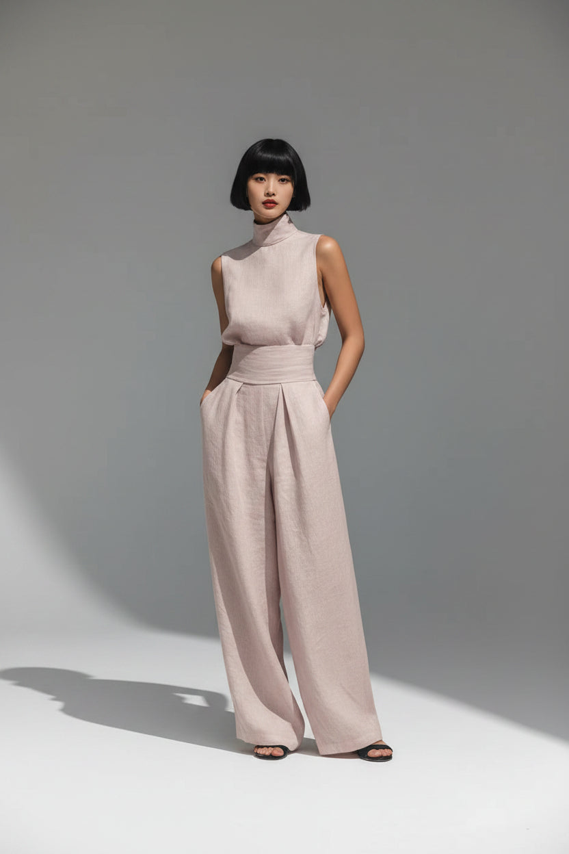 Women's casual sleeveless summer suit set