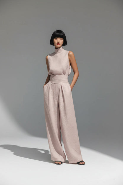 Women's casual sleeveless summer suit set