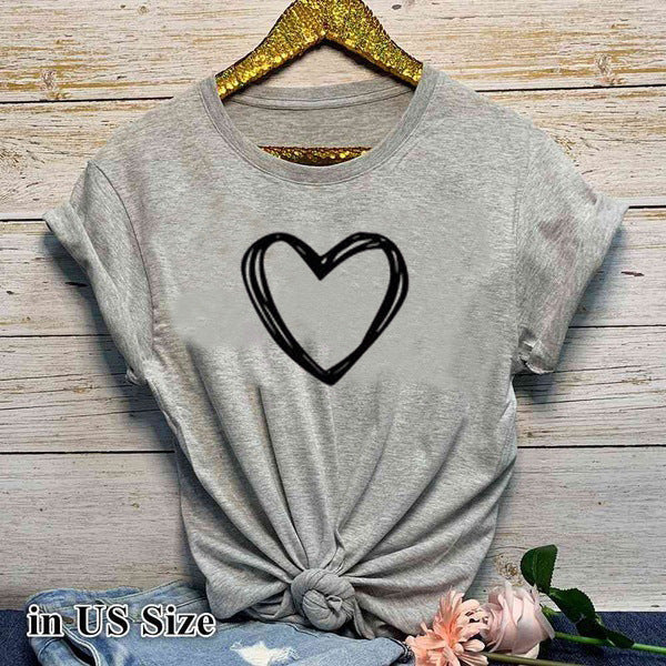 Women's heart graphic t-shirt casual wear