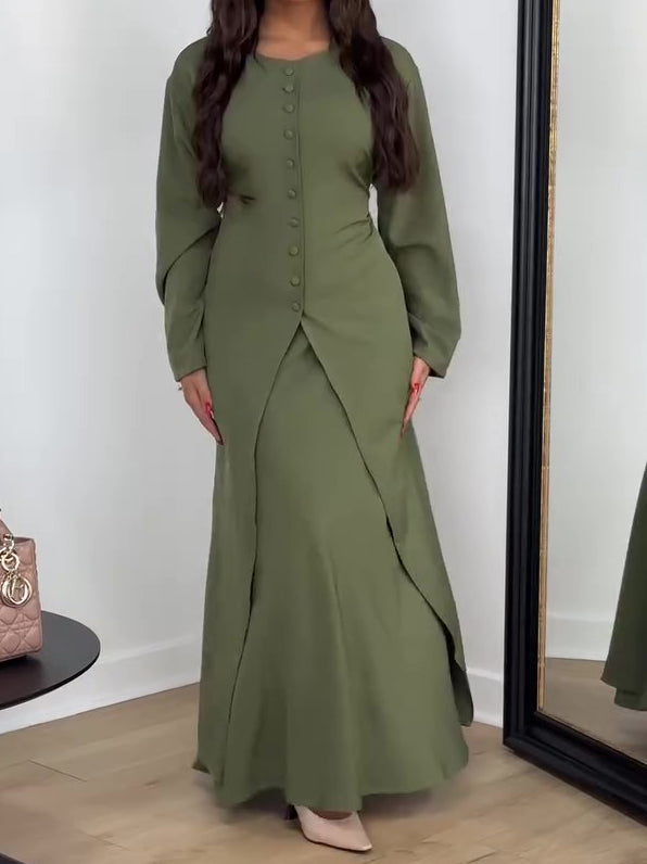 Women's long sleeve two piece skirt set
