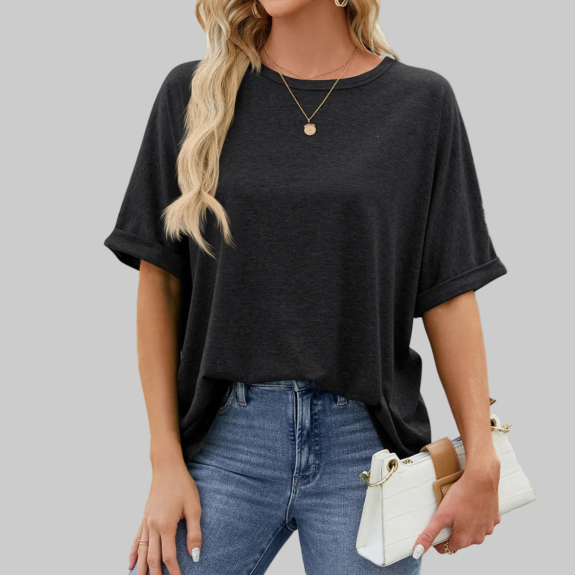 Women's loose fit crew neck shirt