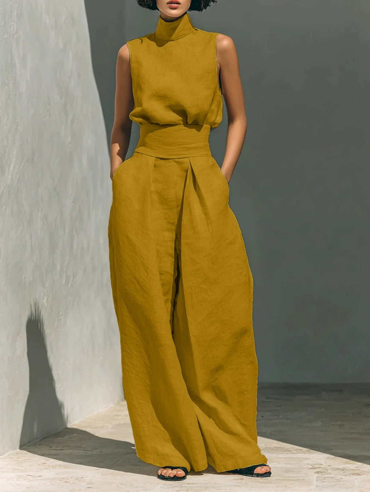Women's sleeveless summer fashion outfit