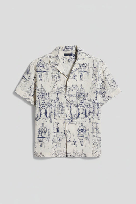 Men's architecture sketch print resort shirt