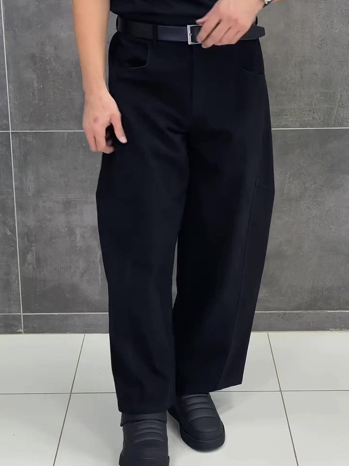Men's black wide-leg cropped pants