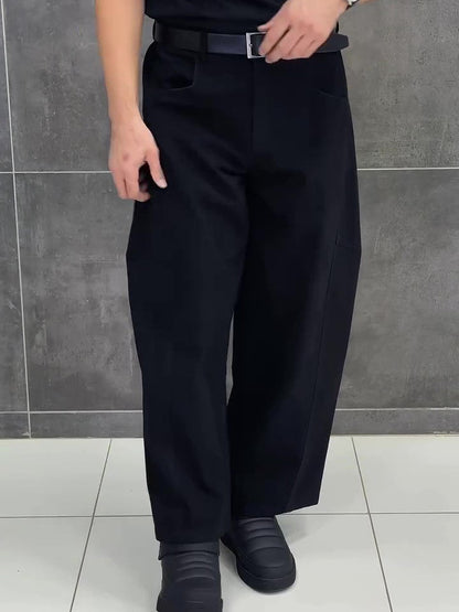 Men's black wide-leg cropped pants