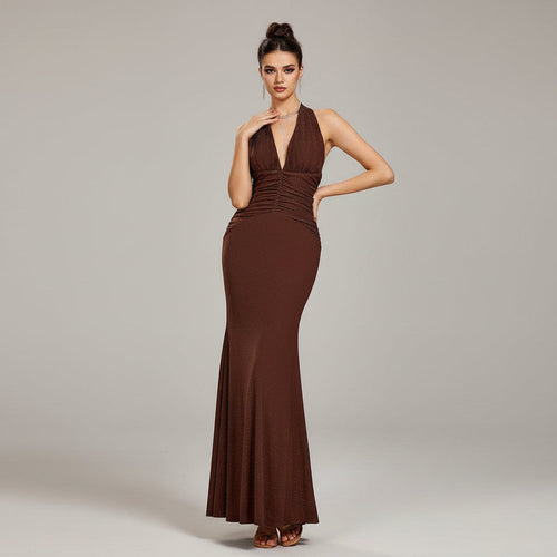 Glitter halter mermaid evening dress