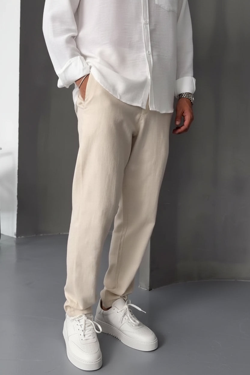 Men's straight-leg linen pants