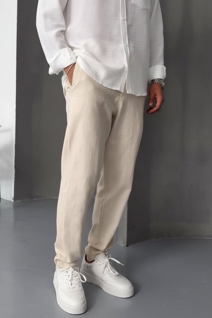 Men's straight-leg linen pants
