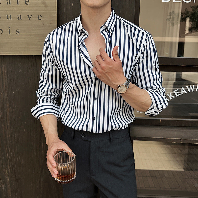 Men's casual striped button-down shirt
