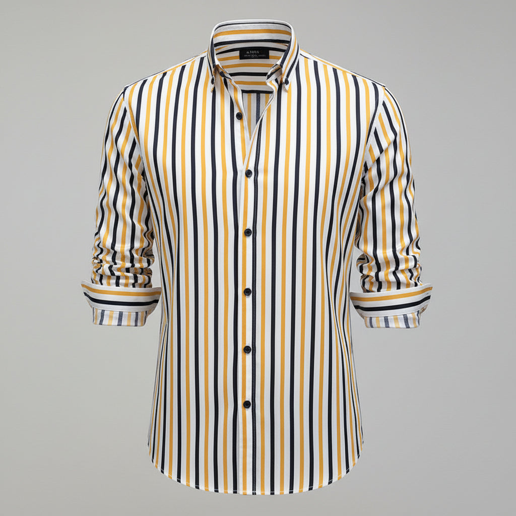 Men's long-sleeved striped shirt