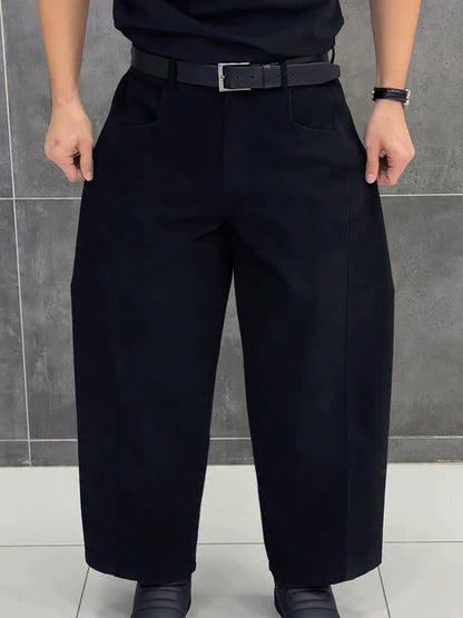 Black tailored wide-leg pants streetwear